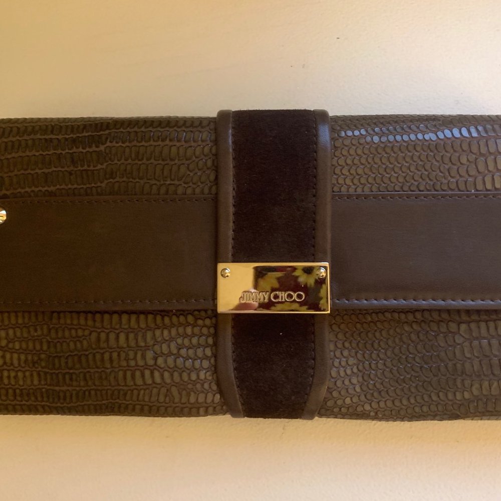 Jimmy Choo Python And Suede Clutch - image 2